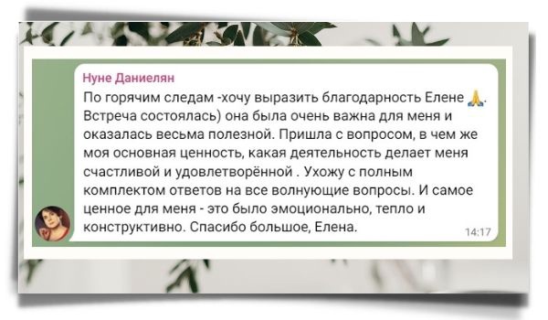 Отзыв о консультации Елена Новамак